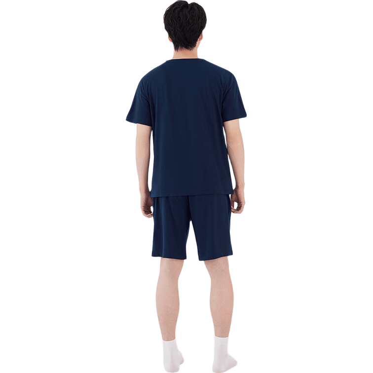 红豆情侣睡衣抑菌短袖男女士家居服套装夏季新款 马赛蓝 2XL 180/100A