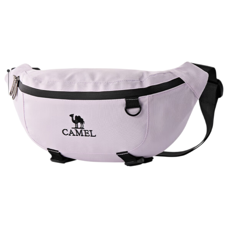 骆驼（CAMEL）户外多功能运动腰包男女款大容量斜挎胸包跑步手机袋小包  雪柔紫