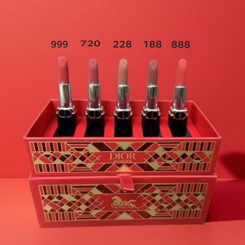 迪奥（Dior）红蛇蓝金身体护理套装999 840口红小样五件套情人节日送老婆女友 迪奥金马呈祥蓝金口红小样五件套