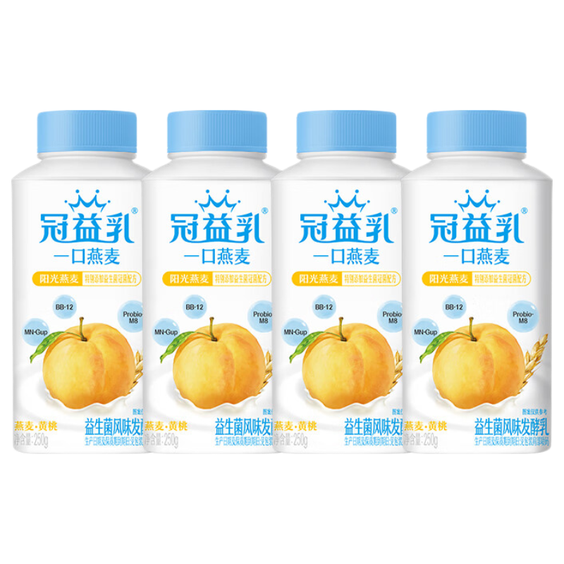 蒙牛（MENGNIU）孙颖莎推荐冠益乳一口燕麦黄桃味250g*4瓶