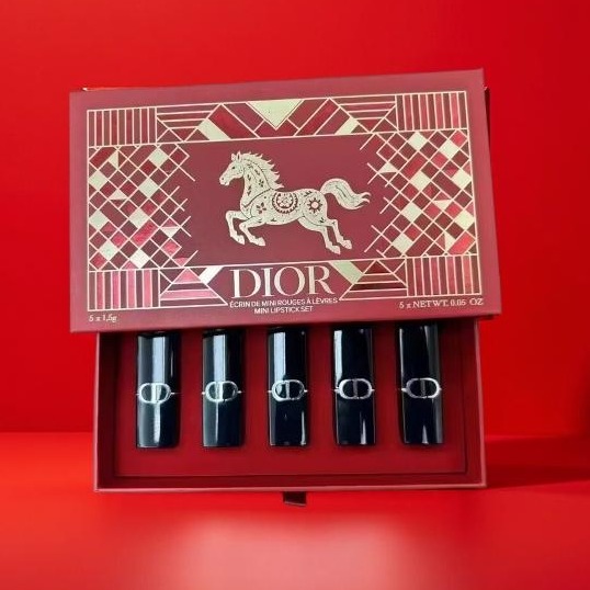 迪奥（Dior）红蛇蓝金身体护理套装999 840口红小样五件套情人节日送老婆女友 迪奥金马呈祥蓝金口红小样五件套