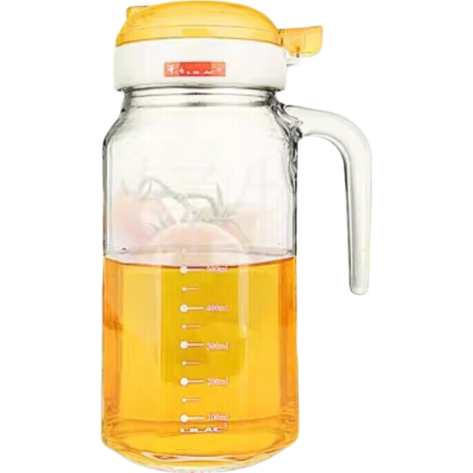 紫丁香（Lic）普通玻璃壺醬油瓶醋瓶香油瓶按開(kāi)蓋油壺食品級(jí)yx 紫ZA5665壺650ml白把紅蓋.