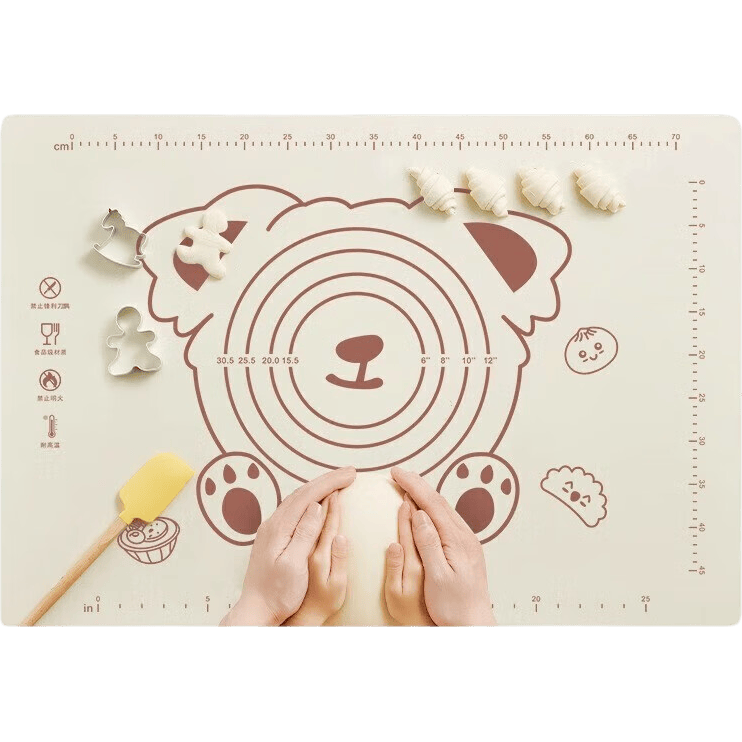 Jidaocook硅胶揉面垫食品级家用大号擀面垫和面垫案板包饺子垫面板烘焙垫 大号【带擀面杖】70*50+面刀 标准厚度