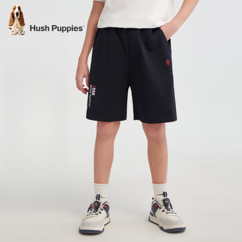 暇步士（Hush Puppies）童装儿童运动短裤夏男大童弹力休闲五分短裤 藏蓝  160 