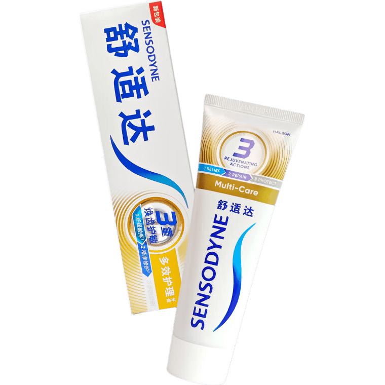 舒适达多效护理牙膏清新口气含氟抗敏护龈缓解牙龈牙周不适减少口腔异味 100g*3 多效护理+牙龈护理+美白配方