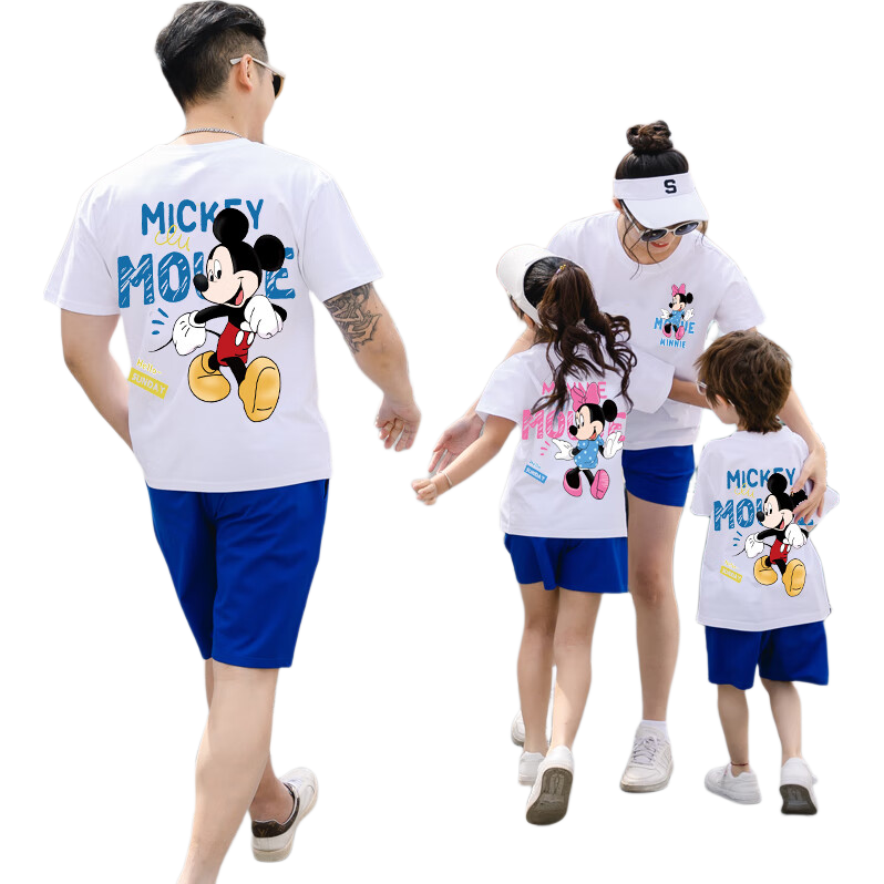 G.duck克莱因蓝高端亲子装夏一家三口四口純棉短袖母子母女2026新款套装 克莱因蓝潮米单上衣 190 妈妈XXXL