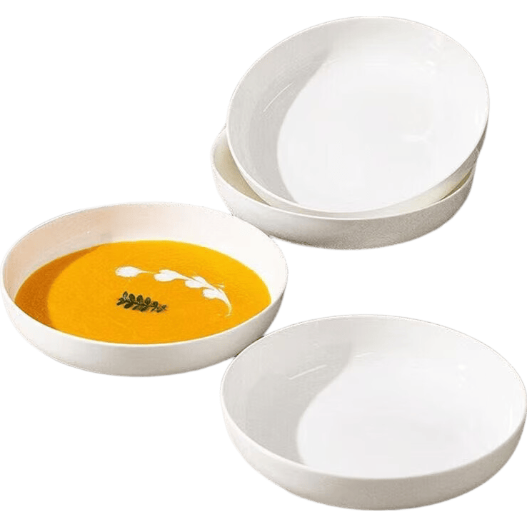 纯白8.5英寸窝盘家用洗碗机可用陶瓷餐具菜盘饭盘大容量深盘 2只纯白8.5英寸深窝盘