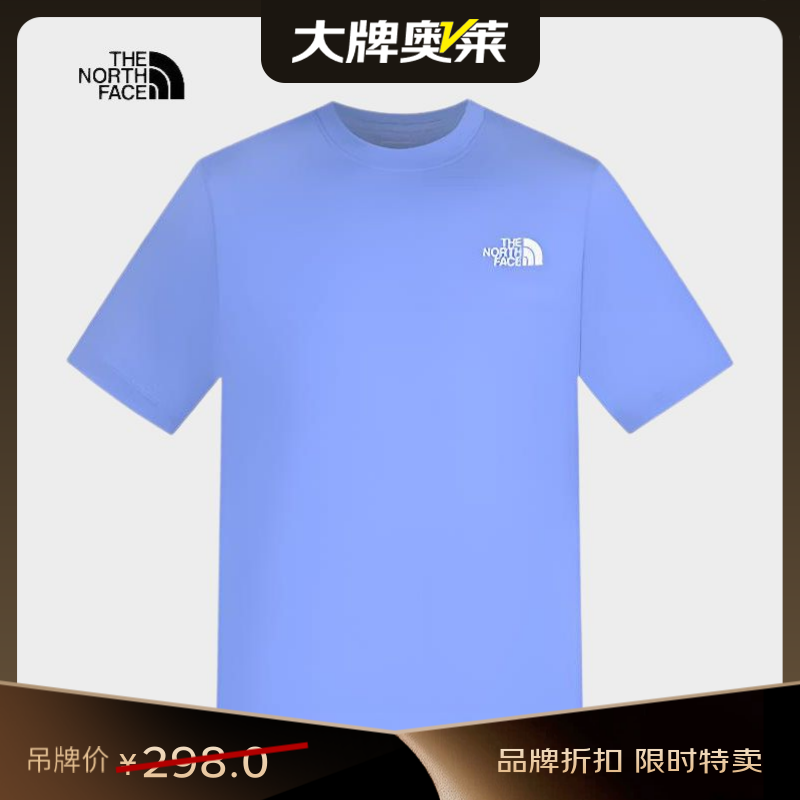 北面（The North Face）【仅S码】短袖T恤纯棉户外夏季新品男女同款8EYB 蓝色 S