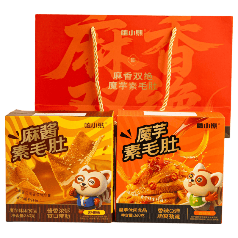 嗑小熊麻香双绝魔芋素毛肚礼盒720g