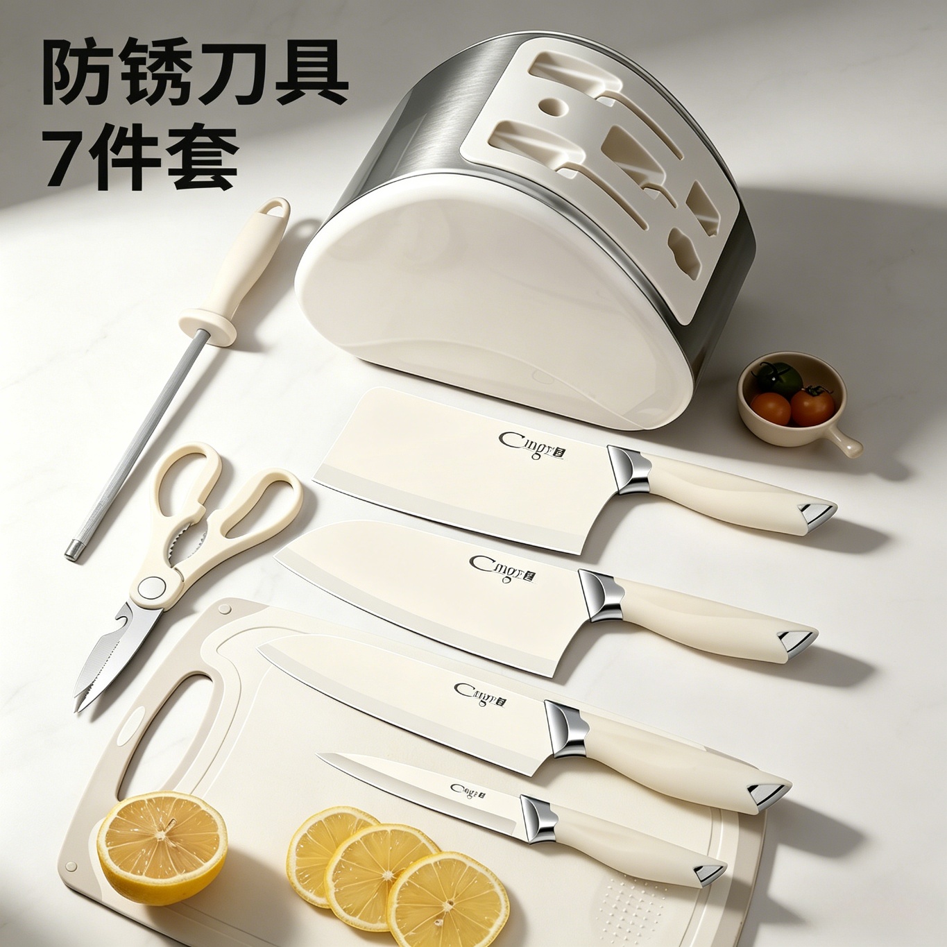 派莱斯厨房刀具套装组合 家用菜刀菜板辅食剪刀切菜切肉刀砧板厨具全套 【升级款】刀具12件套(双面菜板)