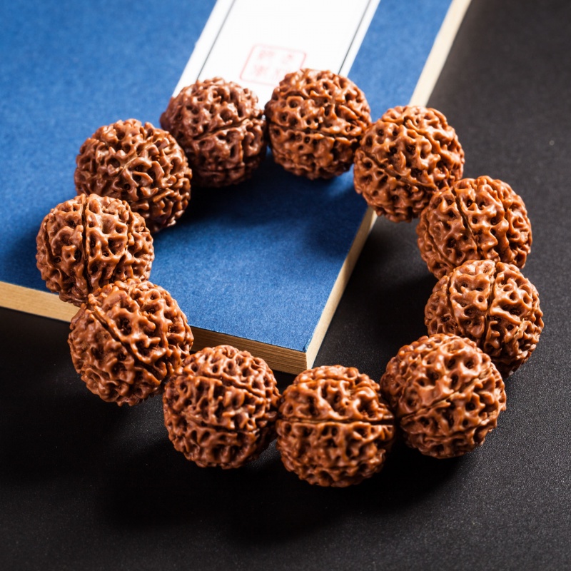 冰珂晶石金刚菩提原籽菩提子手串佛珠手链六七八瓣印尼大解压矮桩爆肉红皮 精挑7瓣2.2 11颗男士