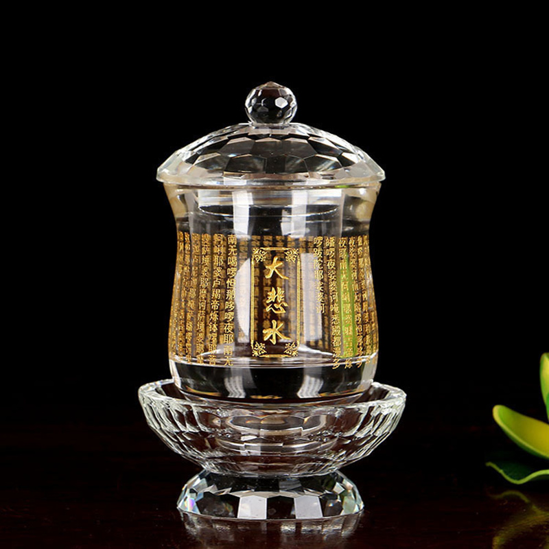 圆通工艺水晶供水杯供佛杯大悲水供杯净水杯圣水杯寺庙佛堂供杯