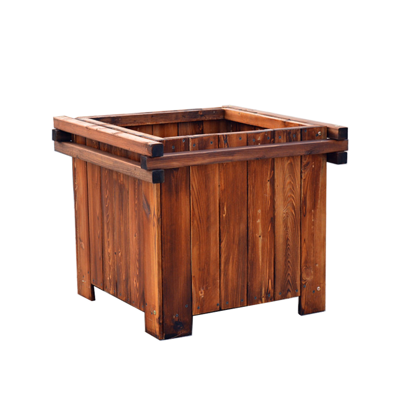 晶琳戶(hù)外防腐木花箱碳化木長(zhǎng)方形花盆庭院種植箱園林工程花箱支持定制 加厚箱體60*60*60cm