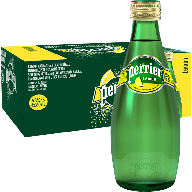 perrier 巴黎水 法国原装进口 柠檬味气泡水矿泉水 330ml*24瓶