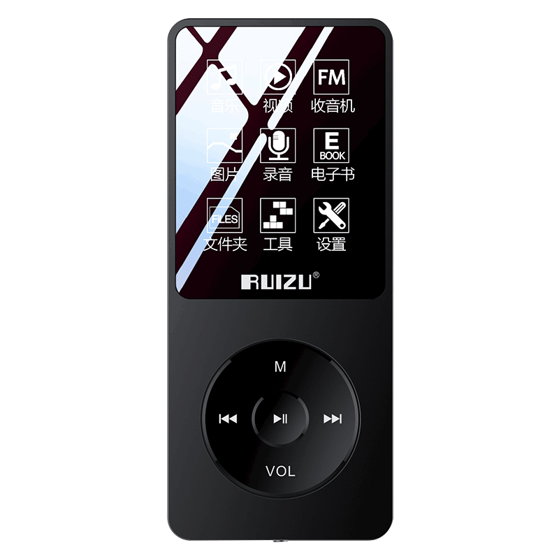 锐族（RUIZU）X024G黑色运动MP3/MP4音乐播放器，享受高清音质和多功能体验