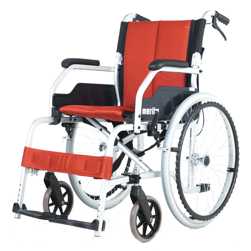 美利驰(merits)手动轮椅l115手推车加厚坐垫老年折背款轮椅铝合金免
