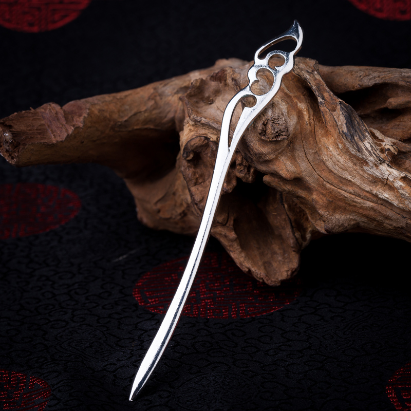 古代头饰束发发钗发簪古典简约盘发 钗子古风汉服配饰复古中国风 银色