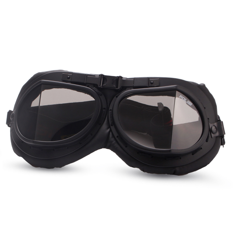 POLISI哈雷眼镜男女款摩托车防风眼镜 户外骑行防风沙护目镜机车眼镜 黑框灰片