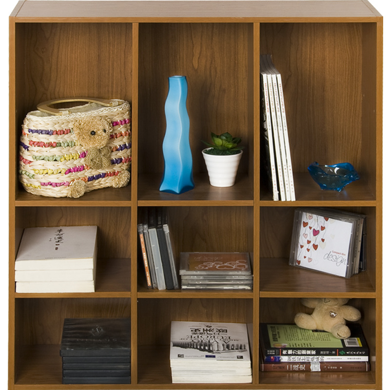 慧乐家 书架 鲁比克九格书架 置物架 深红樱桃木色 11050
