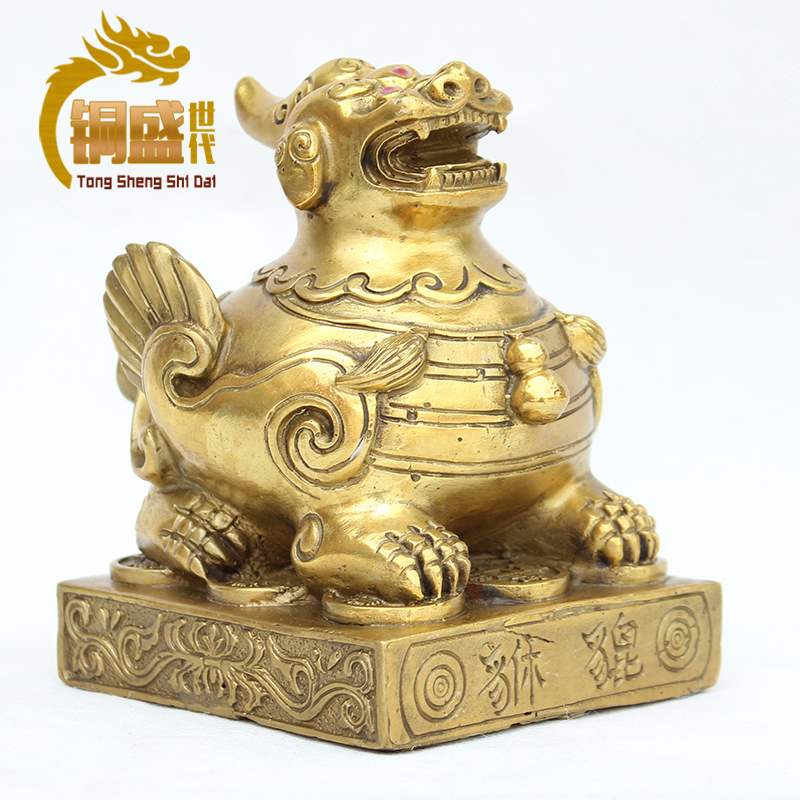 铜盛世代 铜貔貅摆件 吉祥独角兽 方底貔貅摆件公司开业礼品办公室