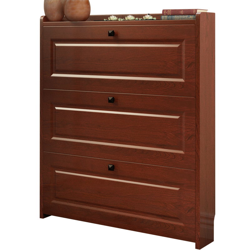 慕澜(MULAN) 慕澜 超薄鞋柜翻斗鞋柜现代简约实木色鞋柜17cm门口进门鞋柜防倒型 80cm宽24cm厚