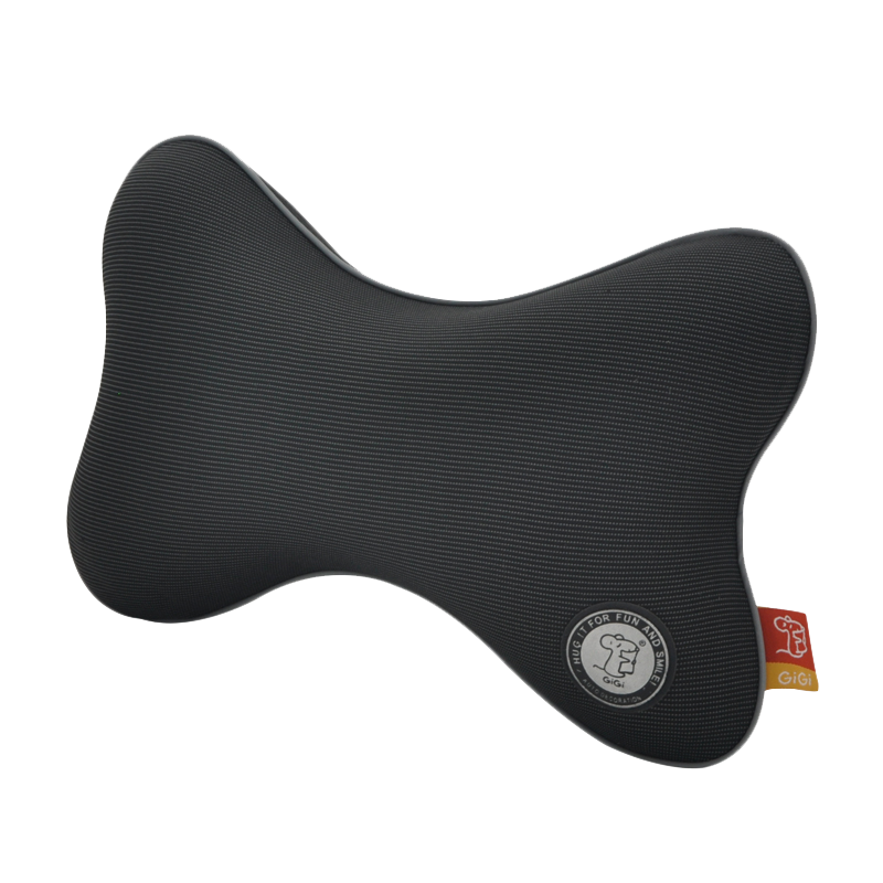 GiGi汽車頭枕腰靠套裝記憶棉車用頸枕腰枕車載護腰靠墊枕頭靠枕腰托 頭枕 【黑色】