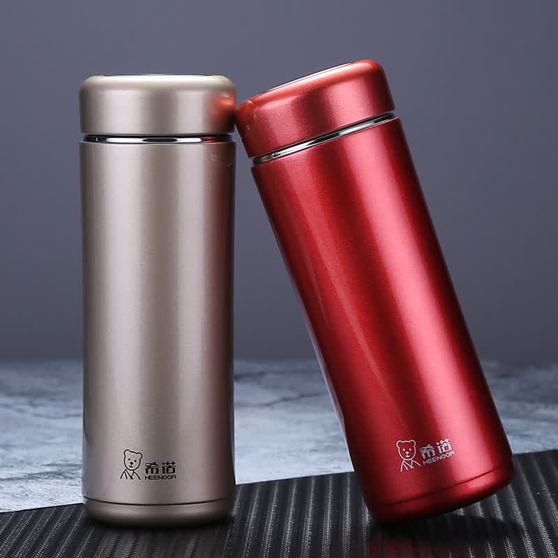 希诺保温杯男女便携车载大容量真空水杯不锈钢带滤网商务泡茶杯 290ml