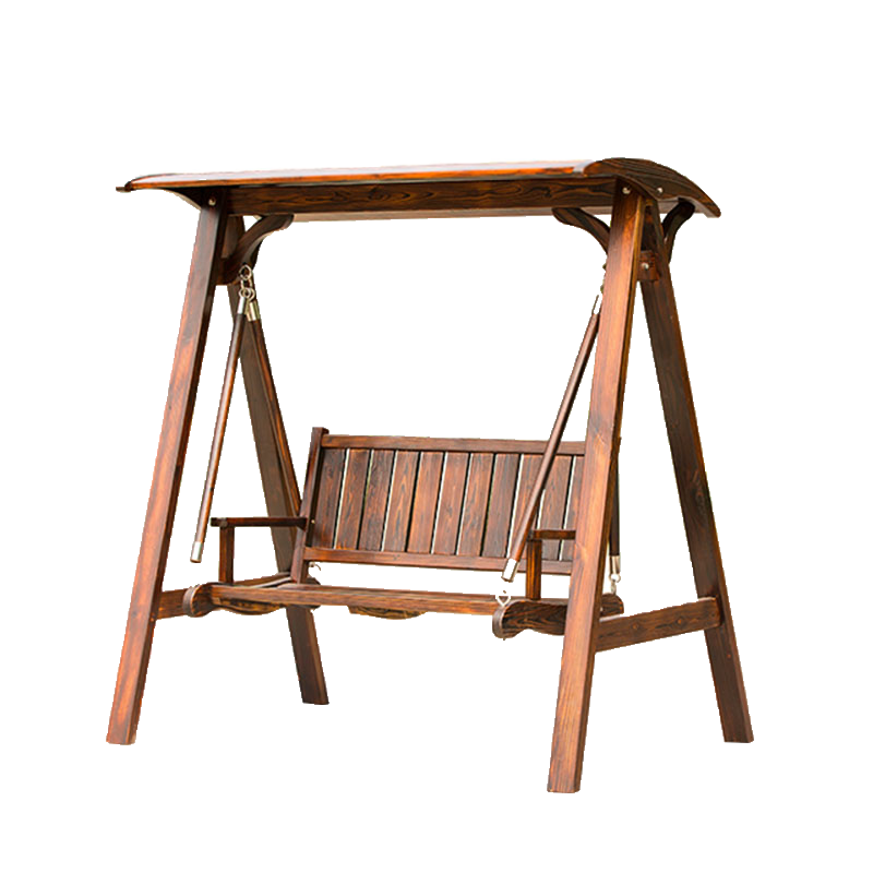 欧芳庭 户外家具 田园庭院碳化木双人秋千 实木秋千 户外秋千双人吊椅休闲吊篮室外摇椅 防腐木秋千椅 现代金麦黄【浅碳化色】