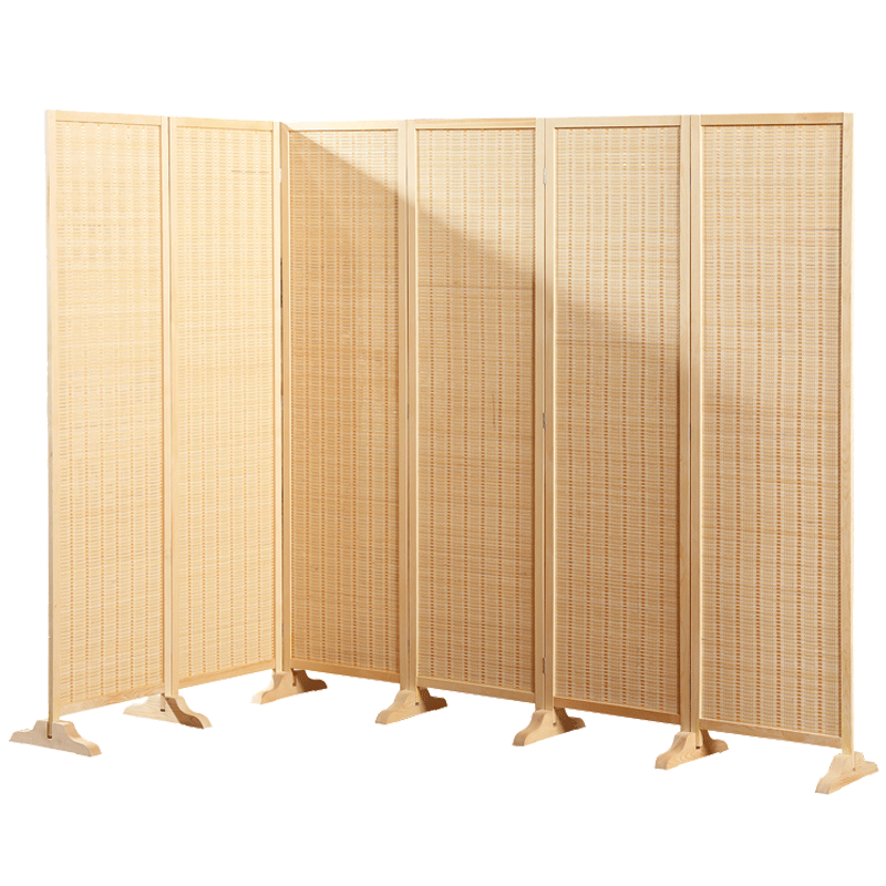 祥朗屏风实木竹帘屏风隔断移动玄关折屏座屏客厅书卧室房办公室酒店宾馆店铺屏风帘隔断折屏座屏遮挡帘 原木底座