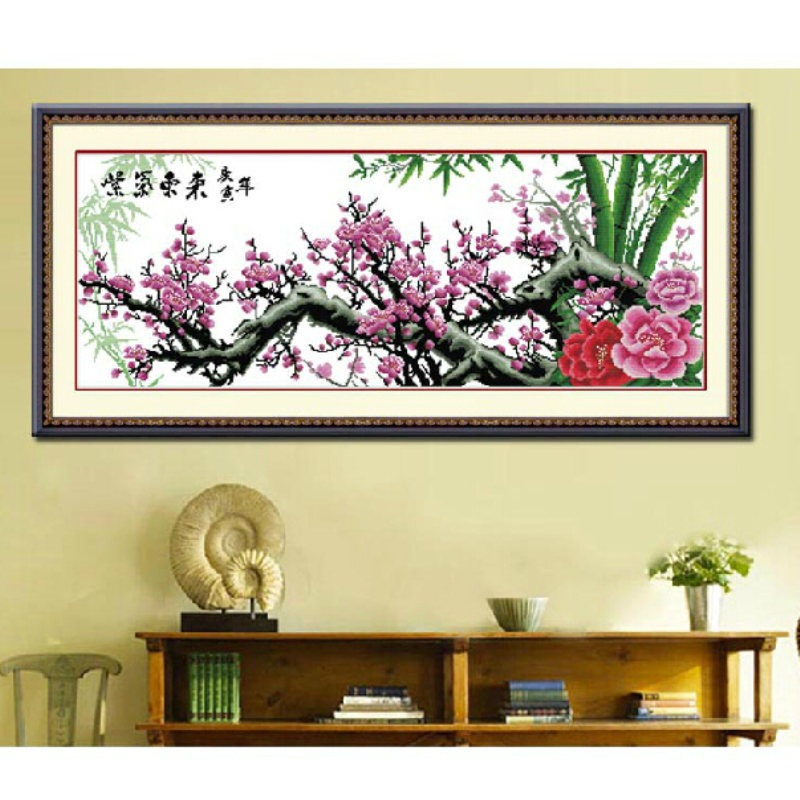 蒙娜丽莎十字绣精准印花紫气东来十字绣套件装新款客厅大幅画 11ct