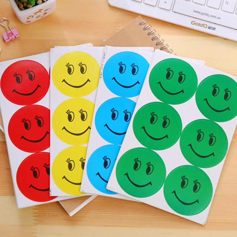 和日升10张/包 不干胶笑脸贴纸哭脸微笑贴学生奖励粘贴纸幼儿园表扬