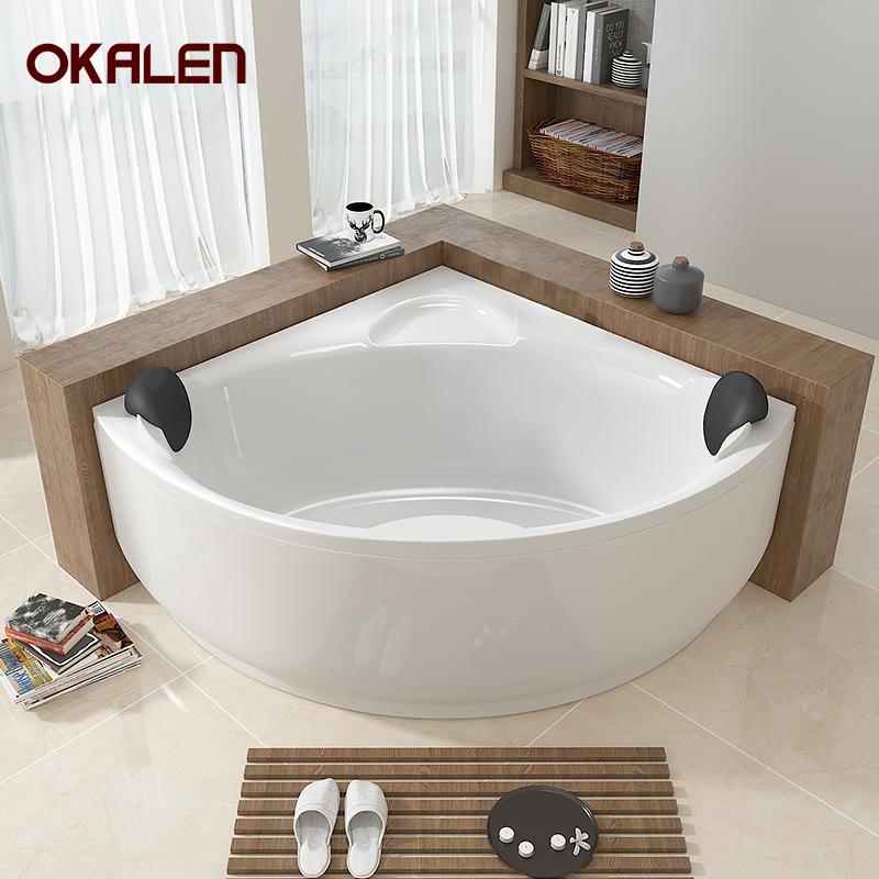 欧凯伦（OKALEN）扇形浴缸亚克力三角按摩浴盆1.2m 1.3 1.5米 空缸 约1.2m