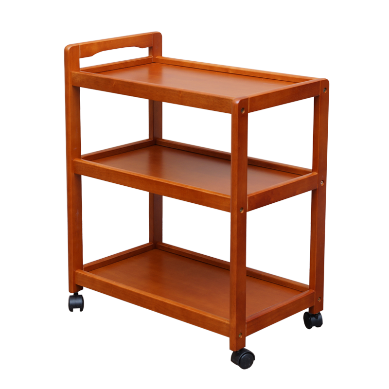 诺顿伯格实木移动三层餐车茶水车小推车家用厨房置物架酒店蛋糕车酒水车送餐车餐厅木头小餐边车收纳架小吃车 三层餐车|蜜糖色