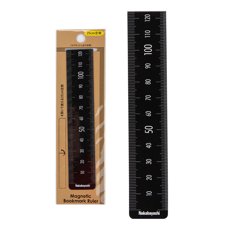 仲林(nakabayashi)25cm折叠刻度直尺磁性书签学习办公通用尺子 雅黑