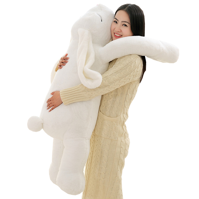 兔子毛绒玩具大白兔公仔长臂兔抱着睡觉的布娃娃抱枕小兔子玩偶送女友生日礼物 白色 90厘米