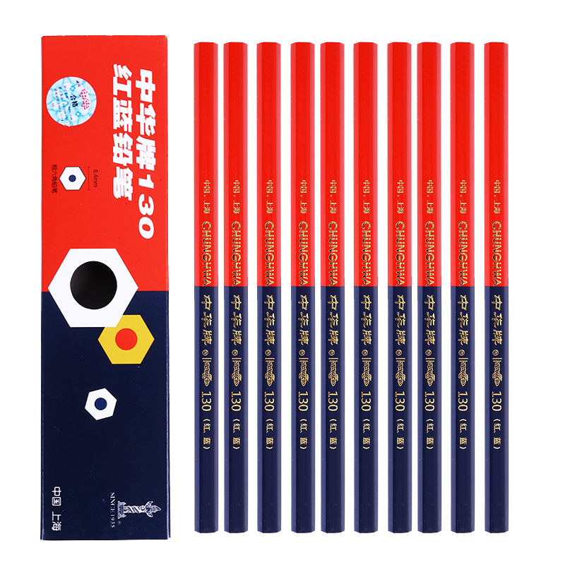 CHUNGHWA 中华牌 红蓝系列 130 彩色铅笔 红蓝双色 10支装
