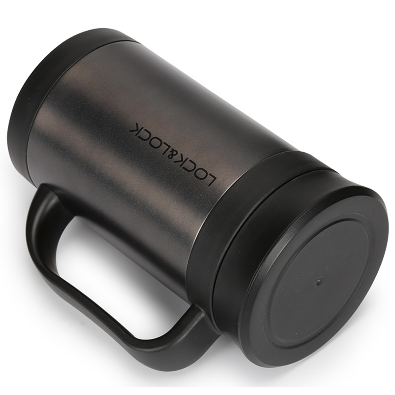 乐扣乐扣（LOCK&LOCK）304不锈钢桌面保温杯真空商务水杯子茶水分离杯 黑色 400ml