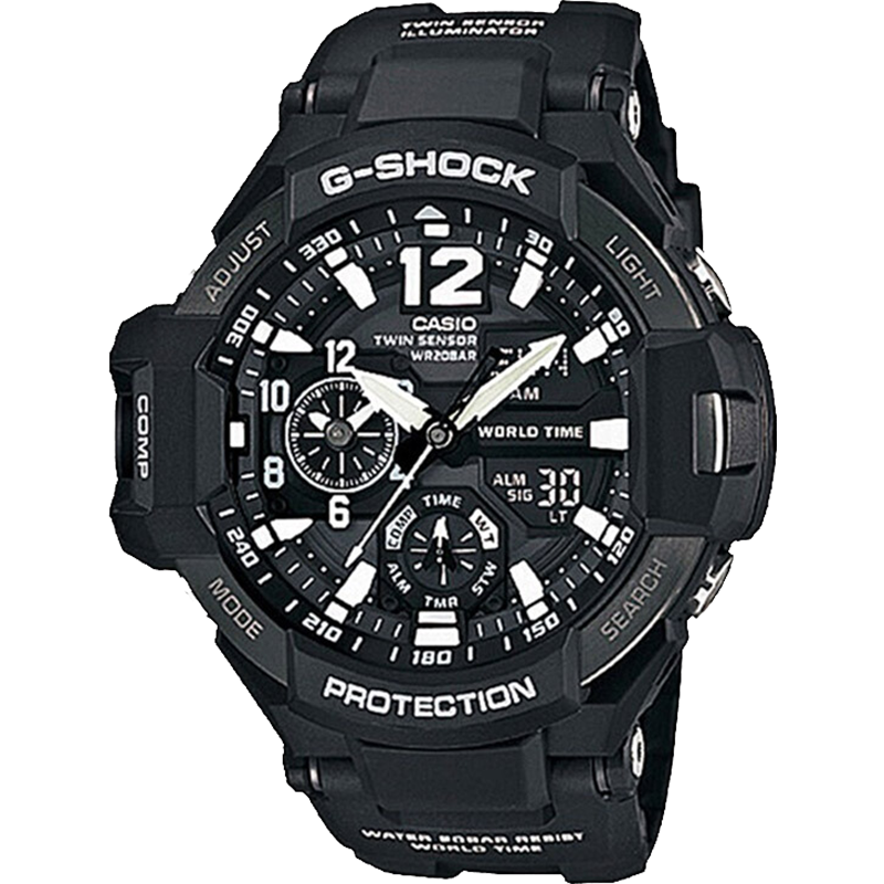 日韩表价格走势|卡西欧G-SHOCK航空系列双时区男士指南针运动手表石英表GA-1100-1A