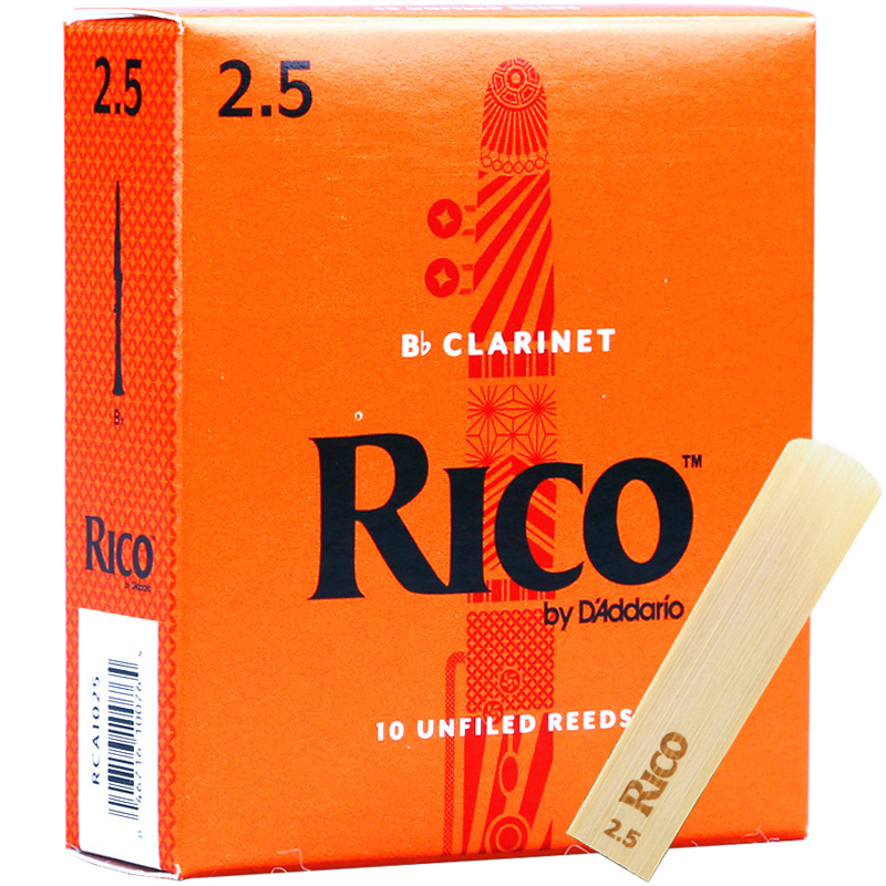 达达里奥（D’Addario）美国RICO哨片降B调单簧管哨片黑管哨片达达里奥哨片黄盒蓝盒紫标 降B单簧管哨片 橙盒 2.5号 整盒