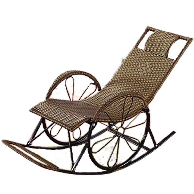 星奇堡  阳台摇椅成人躺椅晃椅午睡椅懒人客厅椅老人椅休闲逍遥藤椅子送长辈 双层金车轮