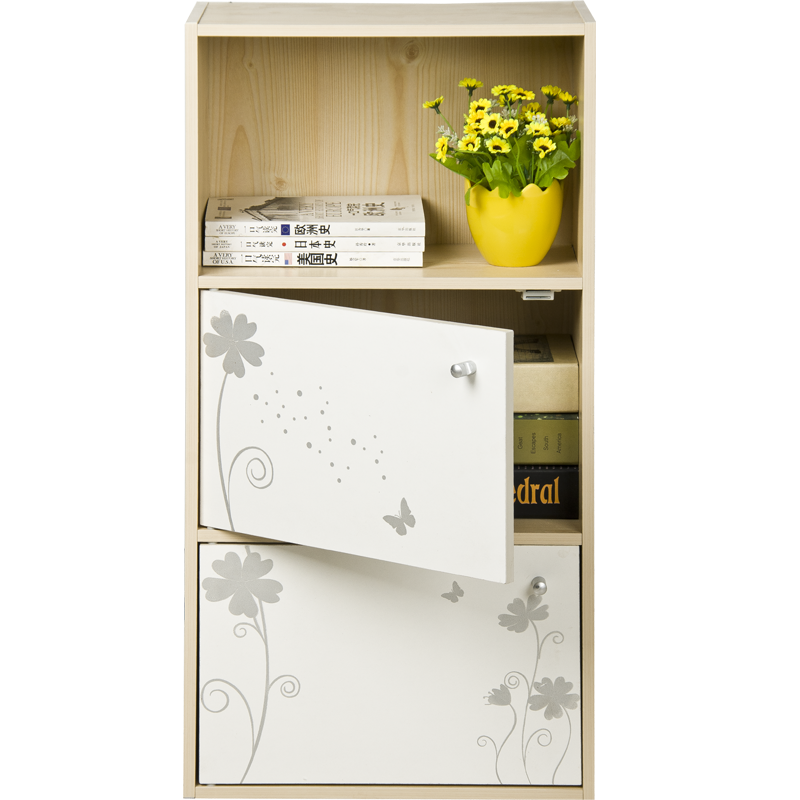 慧乐家 书架 三层二门印花柜  白枫木色 11035-1