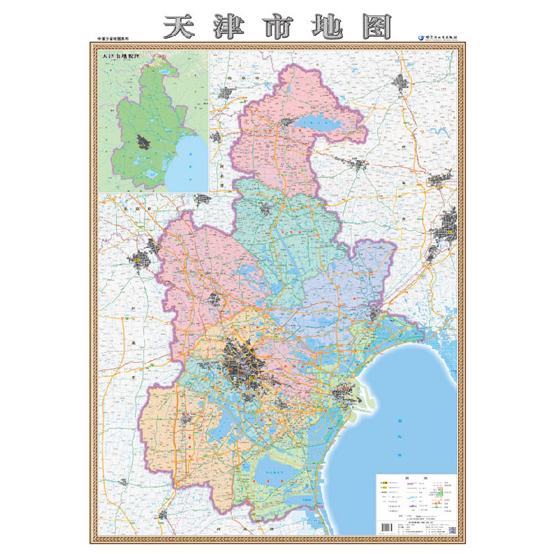【丝绸地图】竖版新版 天津市地图挂图丝绸版 1.1米x0.