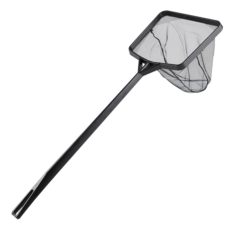 大号水族箱抄网捞鱼网兜圆方形鱼捞中号手抄鱼网 大号黑色(方形渔捞)