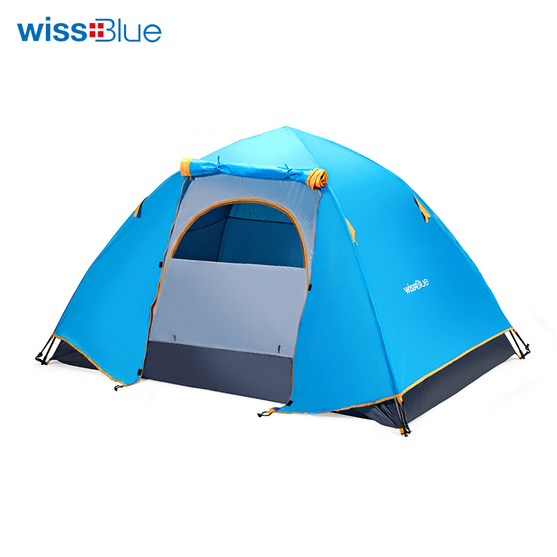 维仕蓝（wissblue）家庭野营双人双层自动帐篷双层门防蚊虫WRT9402-B 蓝色