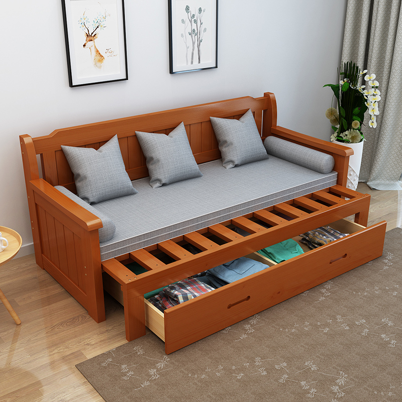 床两用可折叠客厅小户型多功能推拉坐卧双人沙发 棕色 定制尺寸(尺寸