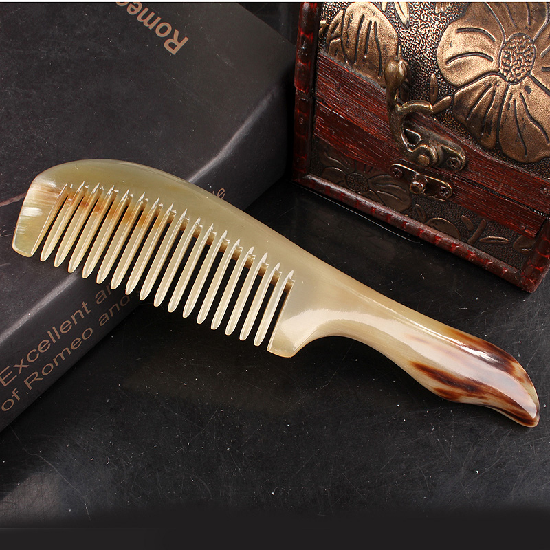 壮姑娘牛角梳子女正宗牛角头梳多功能男女通用加厚按摩头皮顺发密齿宽