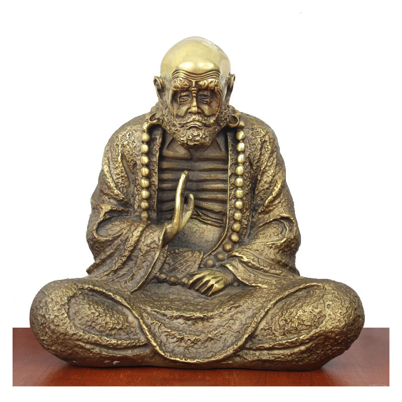 真全铜器纯铜达摩 黄铜达摩禅宗达摩祖师 铜达摩 工艺品摆件 做旧色