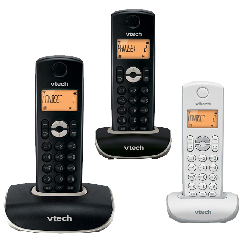 偉易達(dá)（Vtech） 1047數(shù)字無(wú)繩電話機(jī)單機(jī)無(wú)線子母機(jī)一拖一家用辦公電話機(jī)固話座機(jī)免費(fèi)內(nèi)部通話 黑色一拖一+白子機(jī)