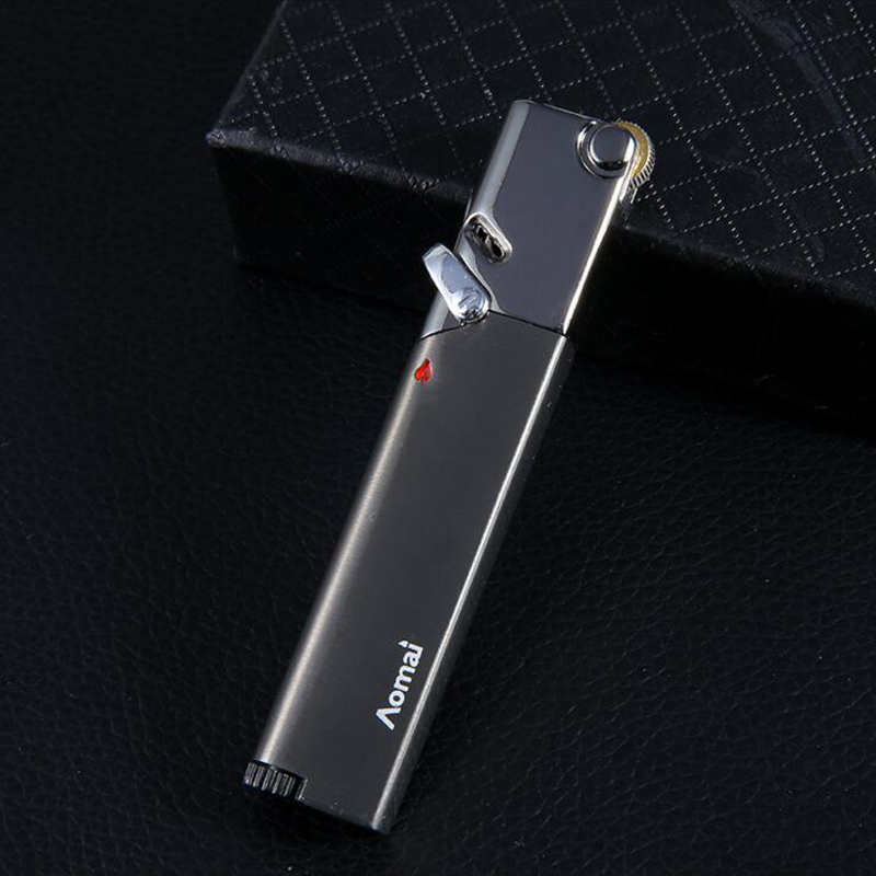 打火机锌合金定火打火机固定火柱型蓝色火焰小巧纤细打火机全套配件