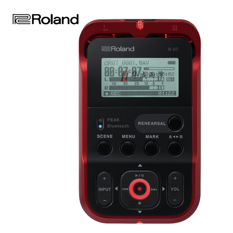 Roland逻兰录音机R-07便携式蓝牙无线录音机录音笔可串联单反 罗兰R07红色